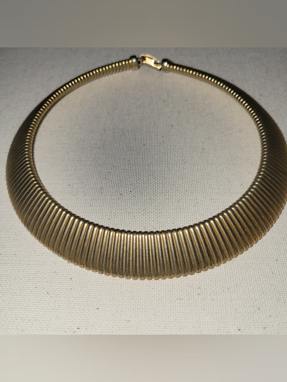 Vintage Napier Gold Ribbed Statement Collar Necklace